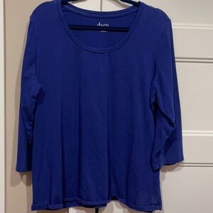 Denim&co Essentials scoop neck 3/4 sleeve top blue size 1X